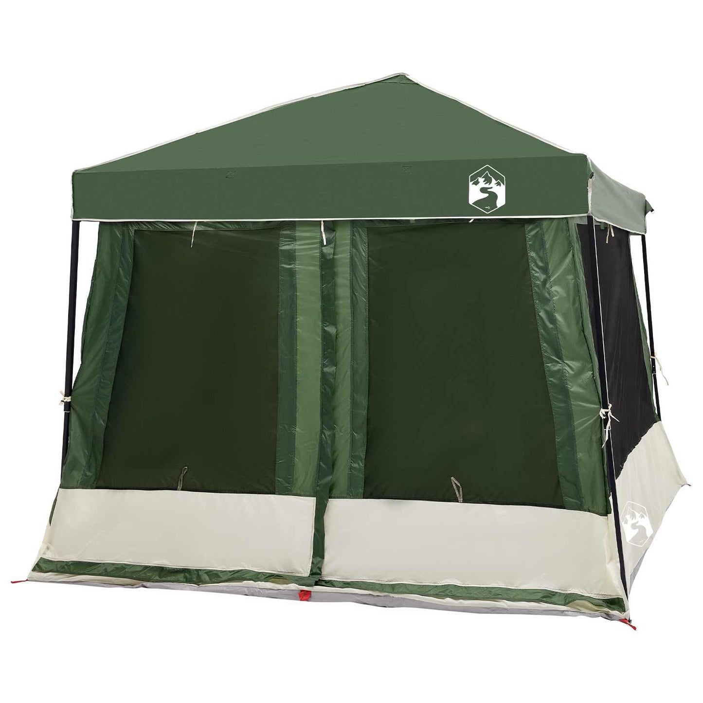 Camping Tent Set Folding 2 pcs Green Taffeta and Fabric