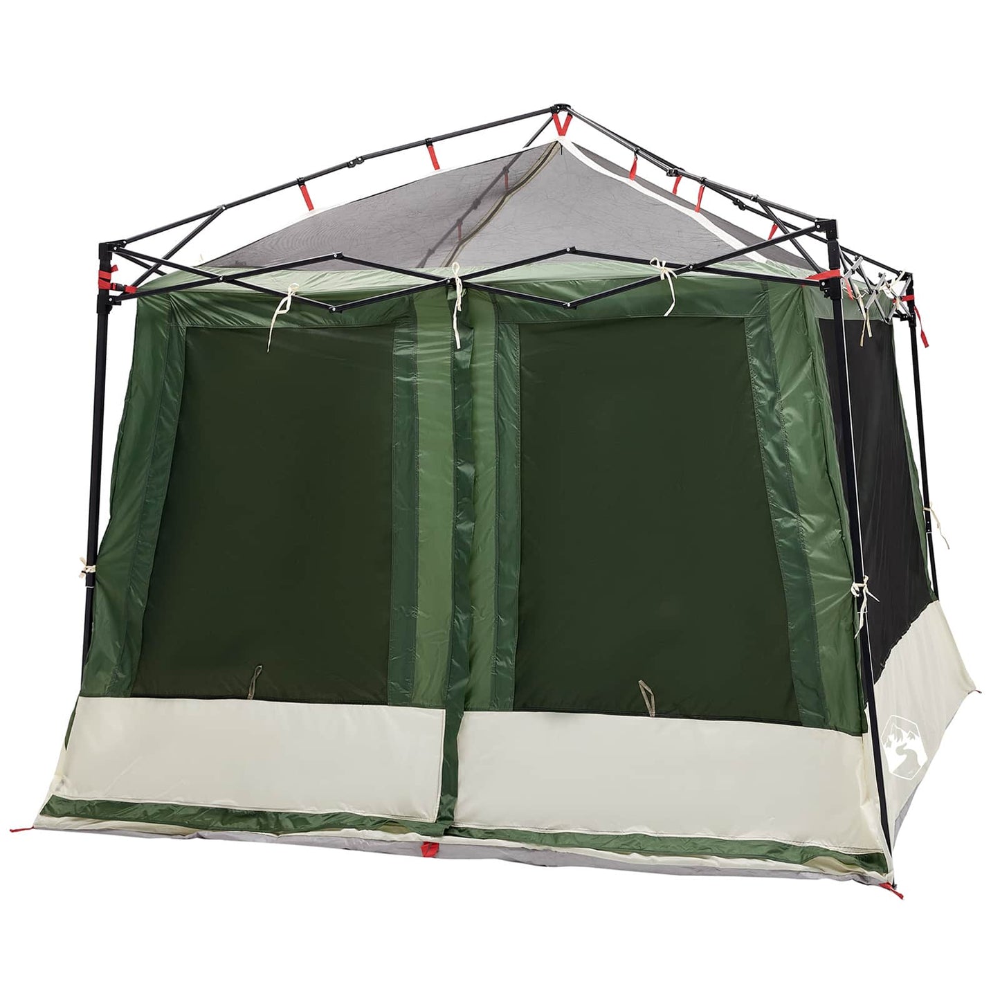 Camping Tent Set Folding 2 pcs Green Taffeta and Fabric