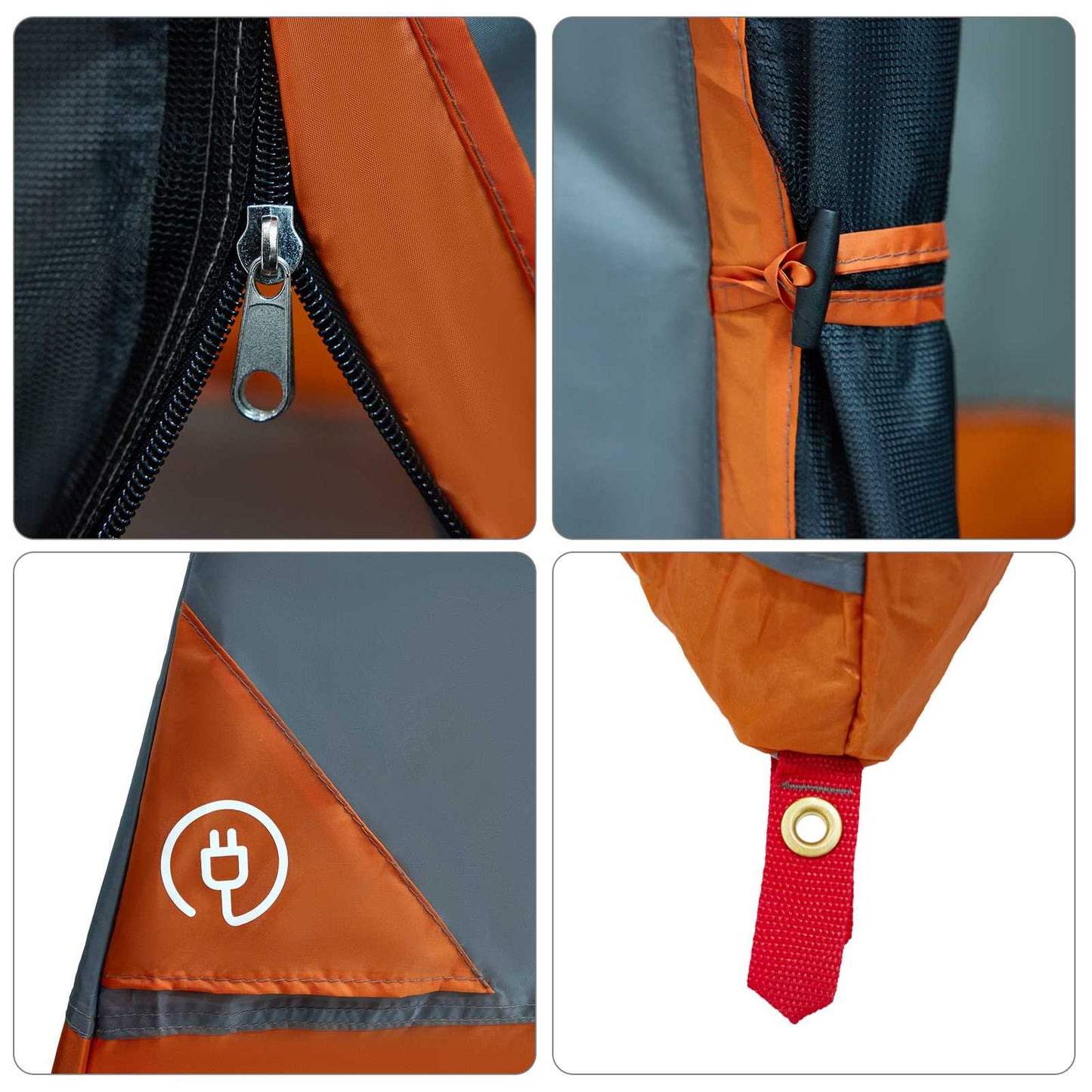 Camping Tent Set Folding 2 pcs Orange Taffeta and Fabric