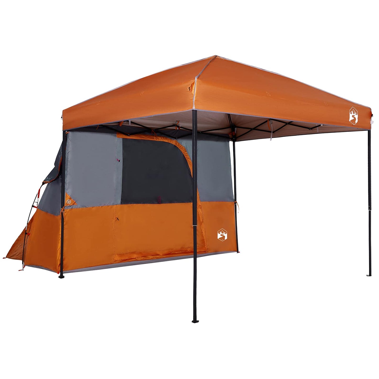 Camping Tent Set Folding 2 pcs Orange Taffeta and Fabric