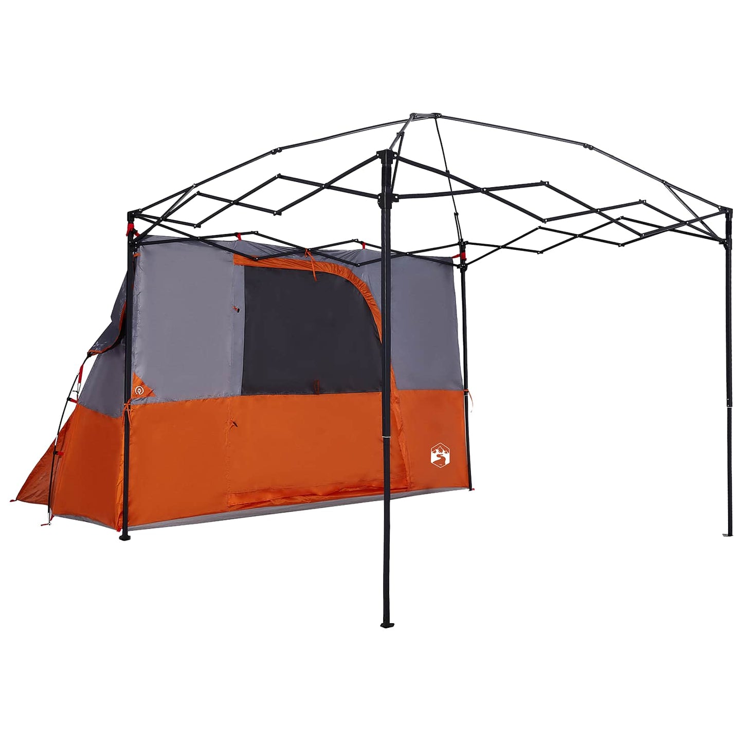 Camping Tent Set Folding 2 pcs Orange Taffeta and Fabric