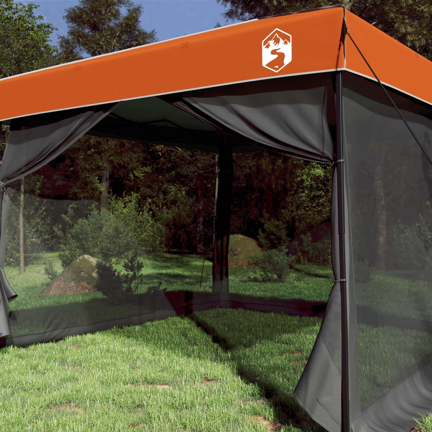 Camping Tent Set 2 pcs Grey and Orange Taffeta and Fabric