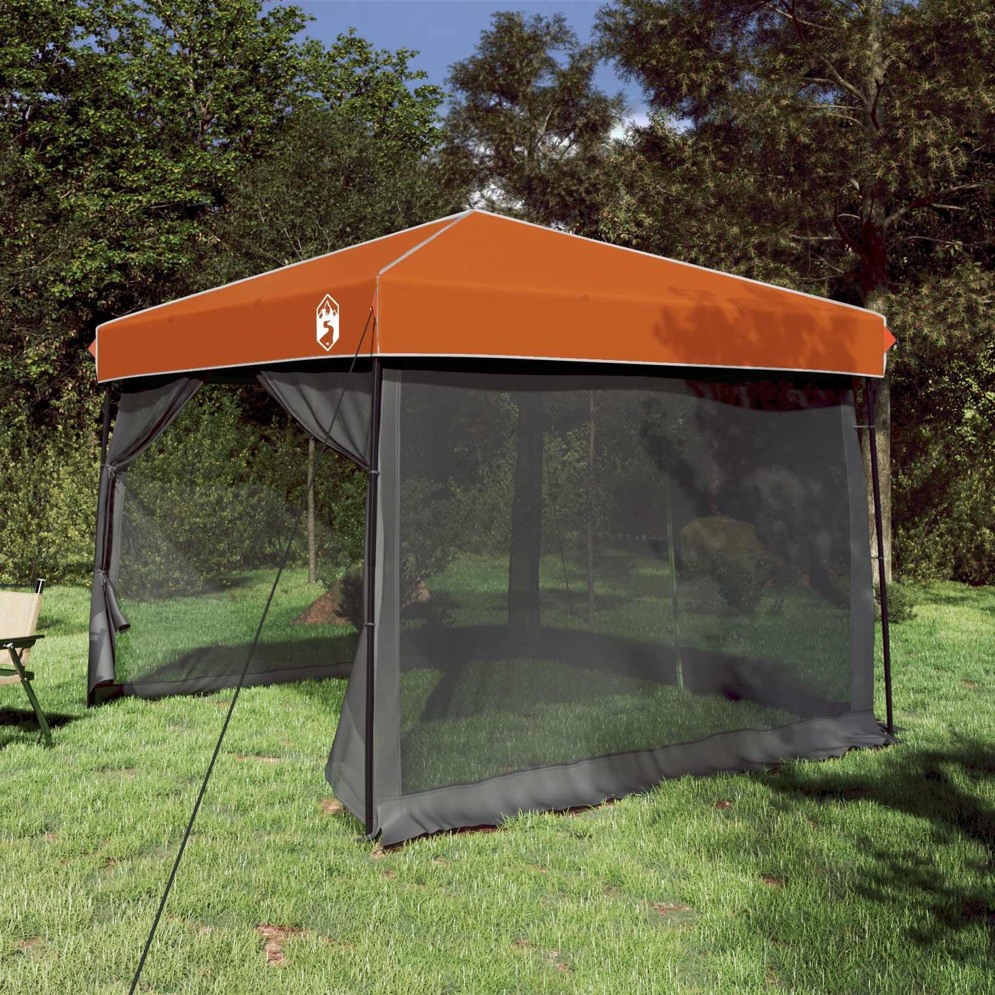 Camping Tent Set 2 pcs Grey and Orange Taffeta and Fabric