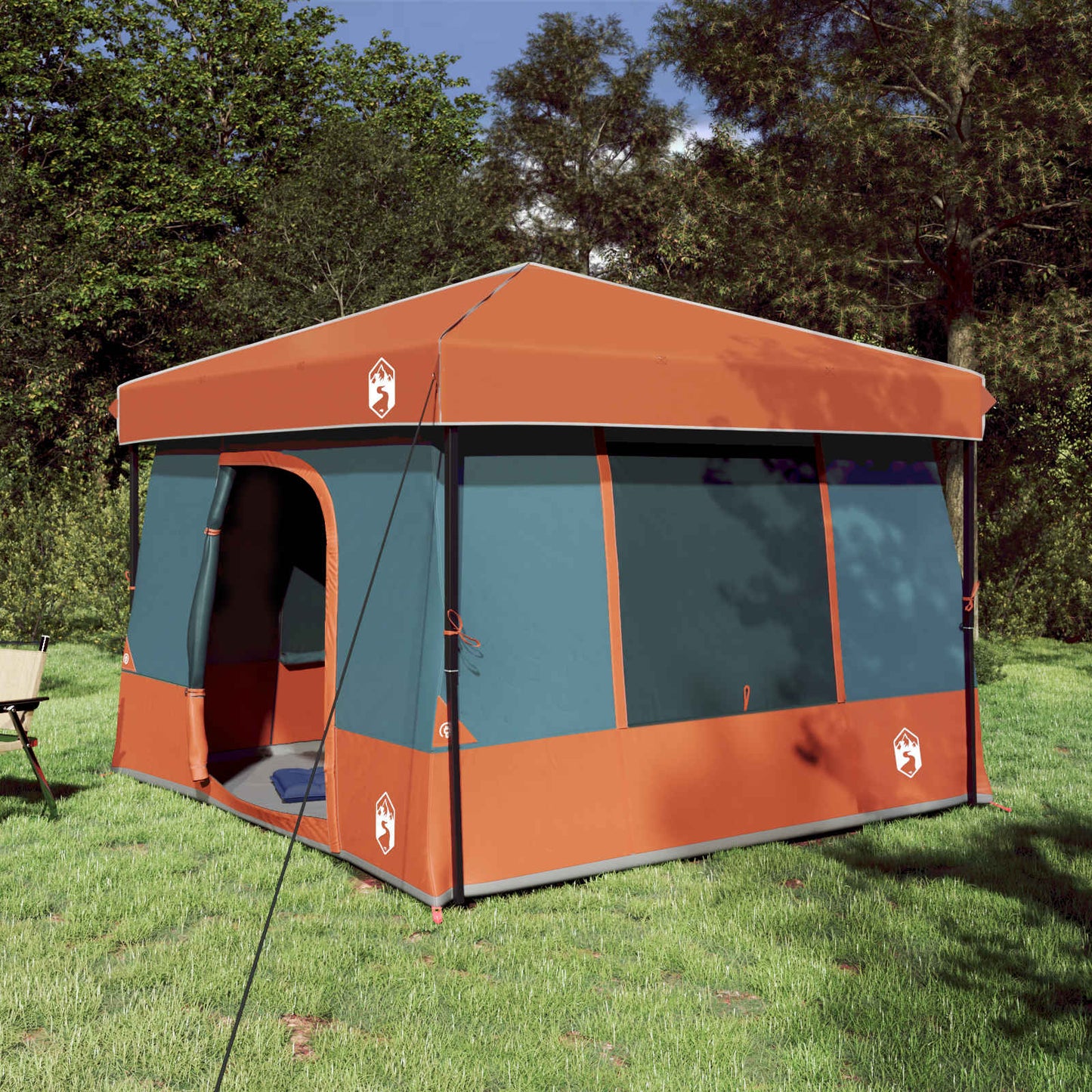 Camping Tent Set 2 pcs Grey and Orange Taffeta and Fabric
