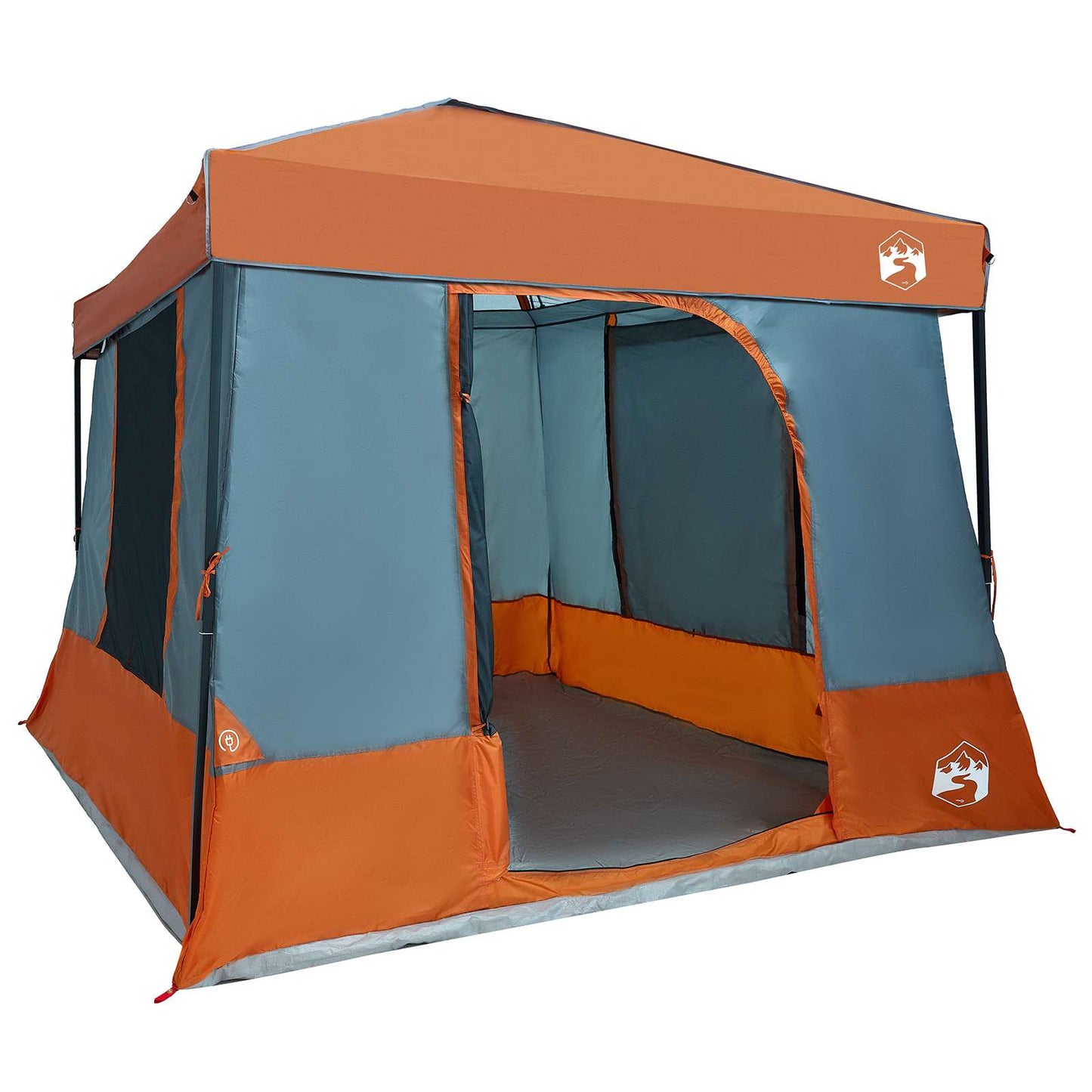 Camping Tent Set 2 pcs Grey and Orange Taffeta and Fabric