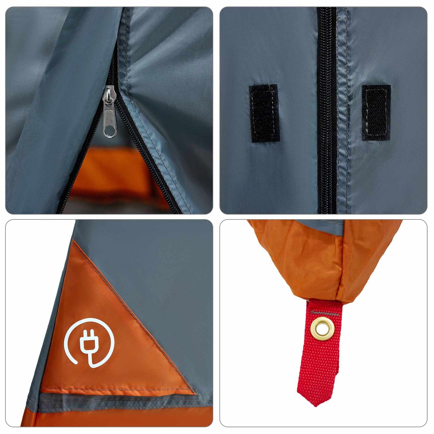 Camping Tent Set 2 pcs Grey and Orange Taffeta and Fabric