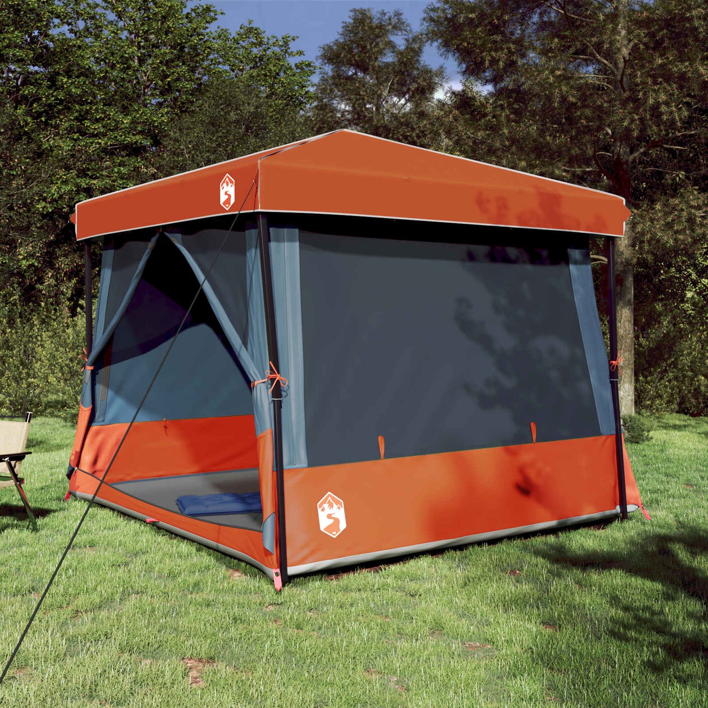 Camping Tent Set 2 pcs Grey and Orange Taffeta and Fabric