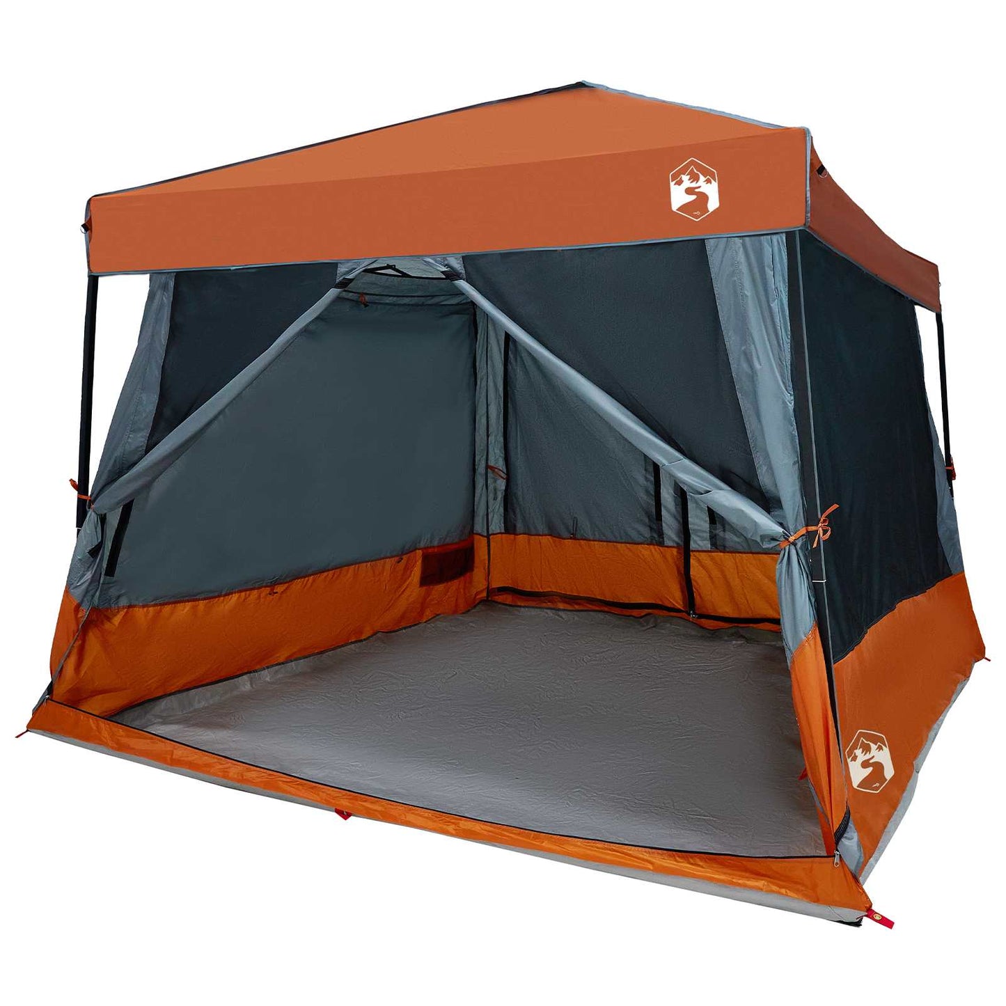 Camping Tent Set 2 pcs Grey and Orange Taffeta and Fabric