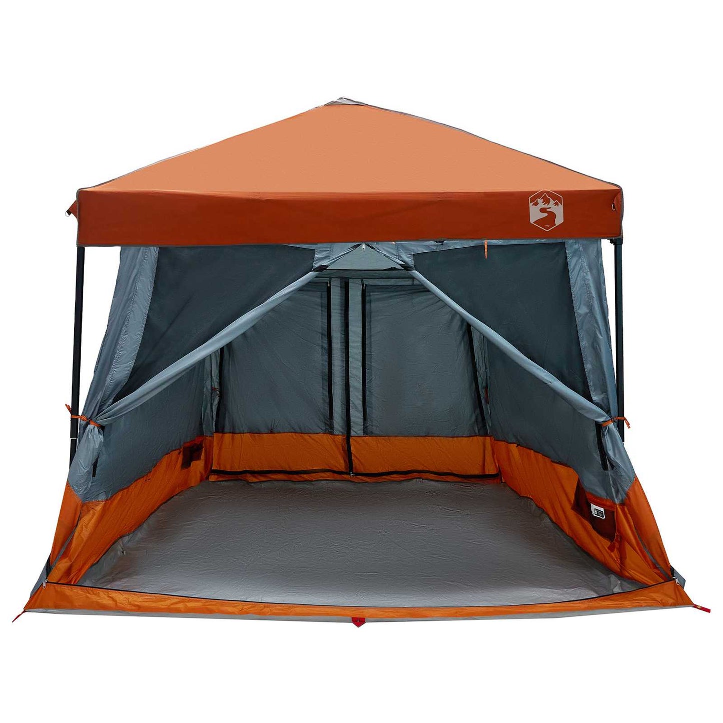 Camping Tent Set 2 pcs Grey and Orange Taffeta and Fabric