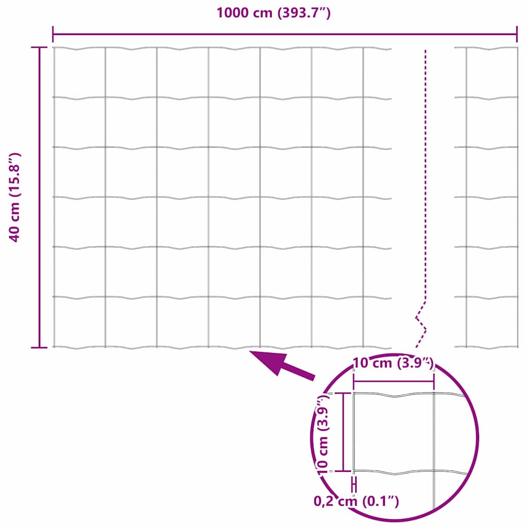 Euro Fence Green 0.4 x 10 m PVC-coated iron