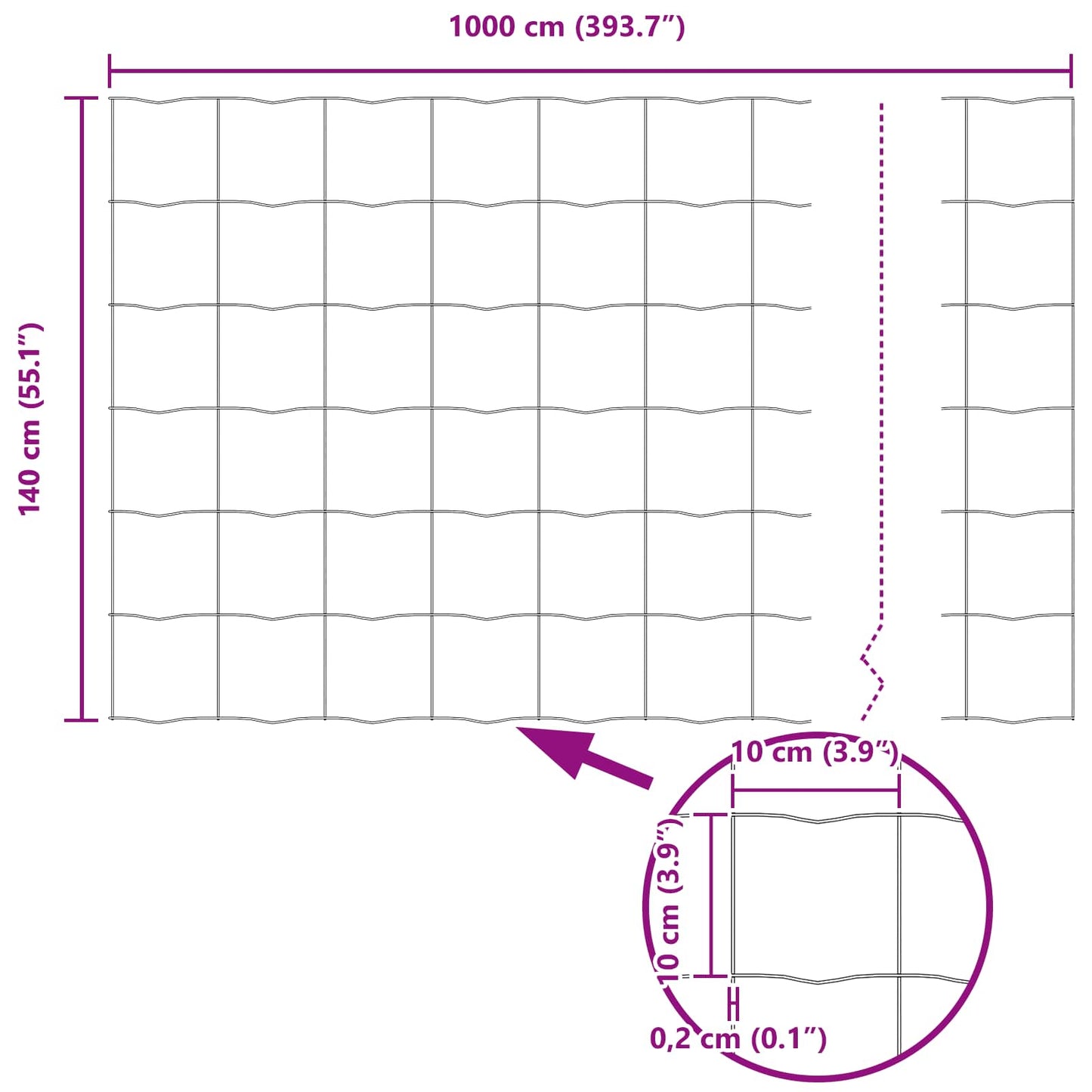 Euro Fence Grey 1.4 x 10 m PVC-coated iron