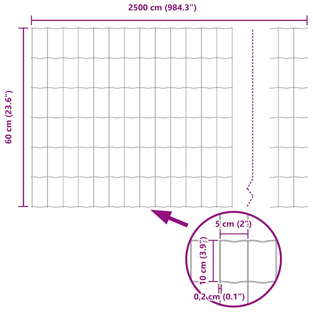 Euro Fence Grey 0.6 x 25 m PVC-coated iron