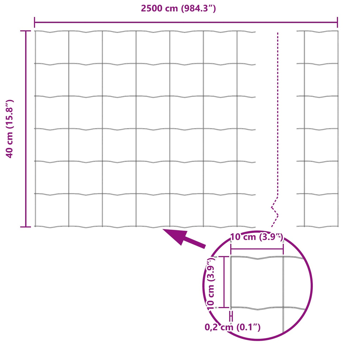 Euro Fence Grey 0.4 x 25 m PVC-coated iron