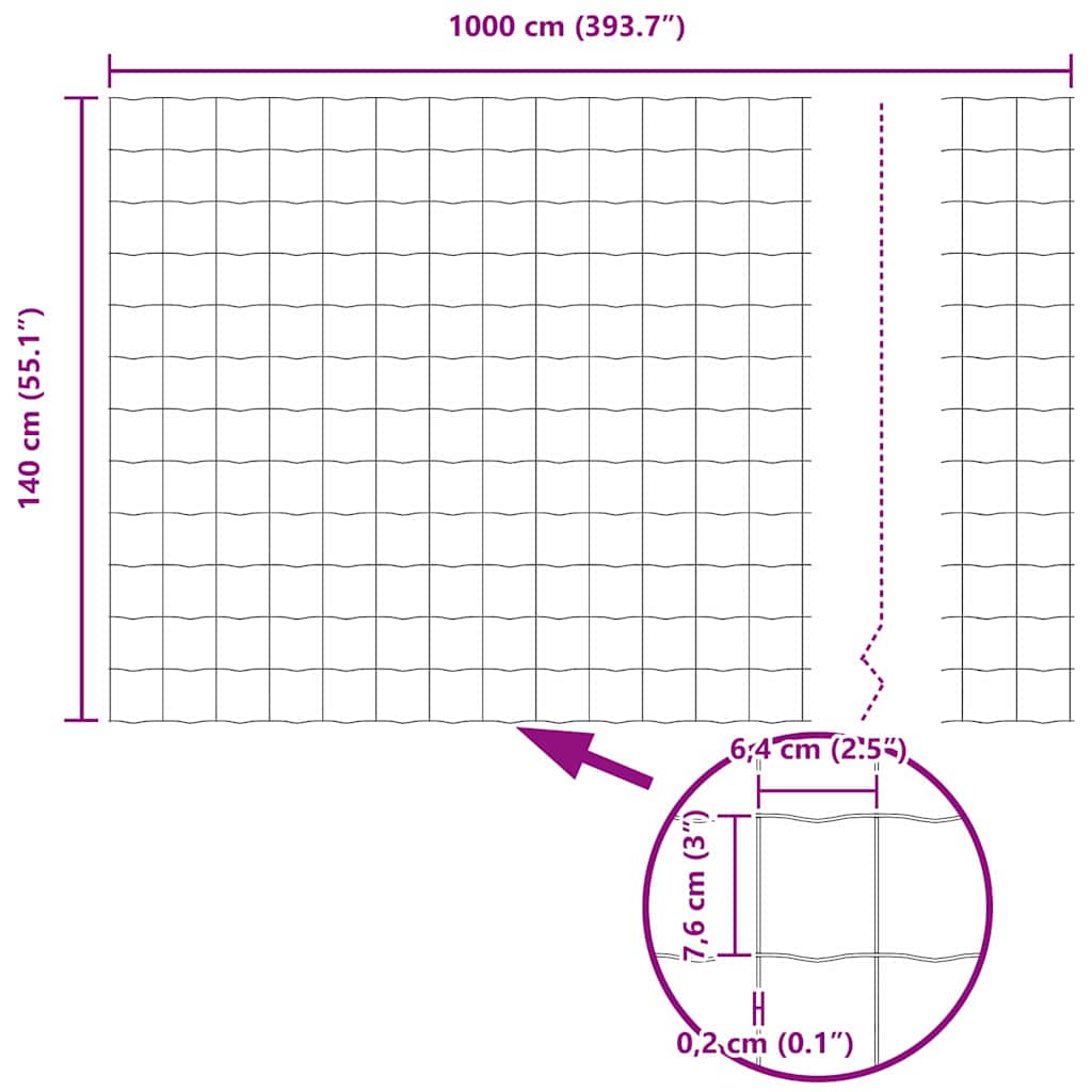 Euro Fence Grey 1.4 x 10 m PVC-coated iron