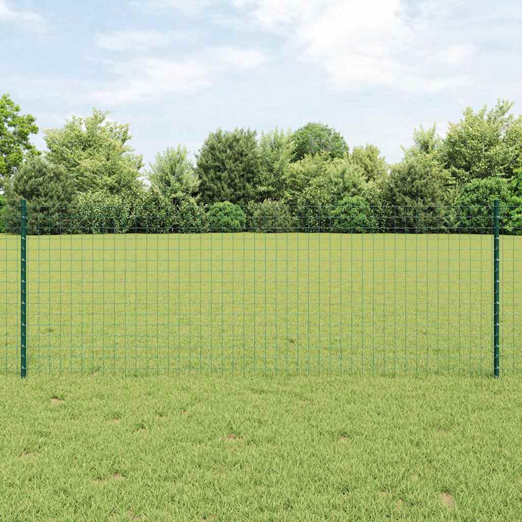 Embedded Fence Post 44 pcs Green 120 cm Powder-Coated Steel