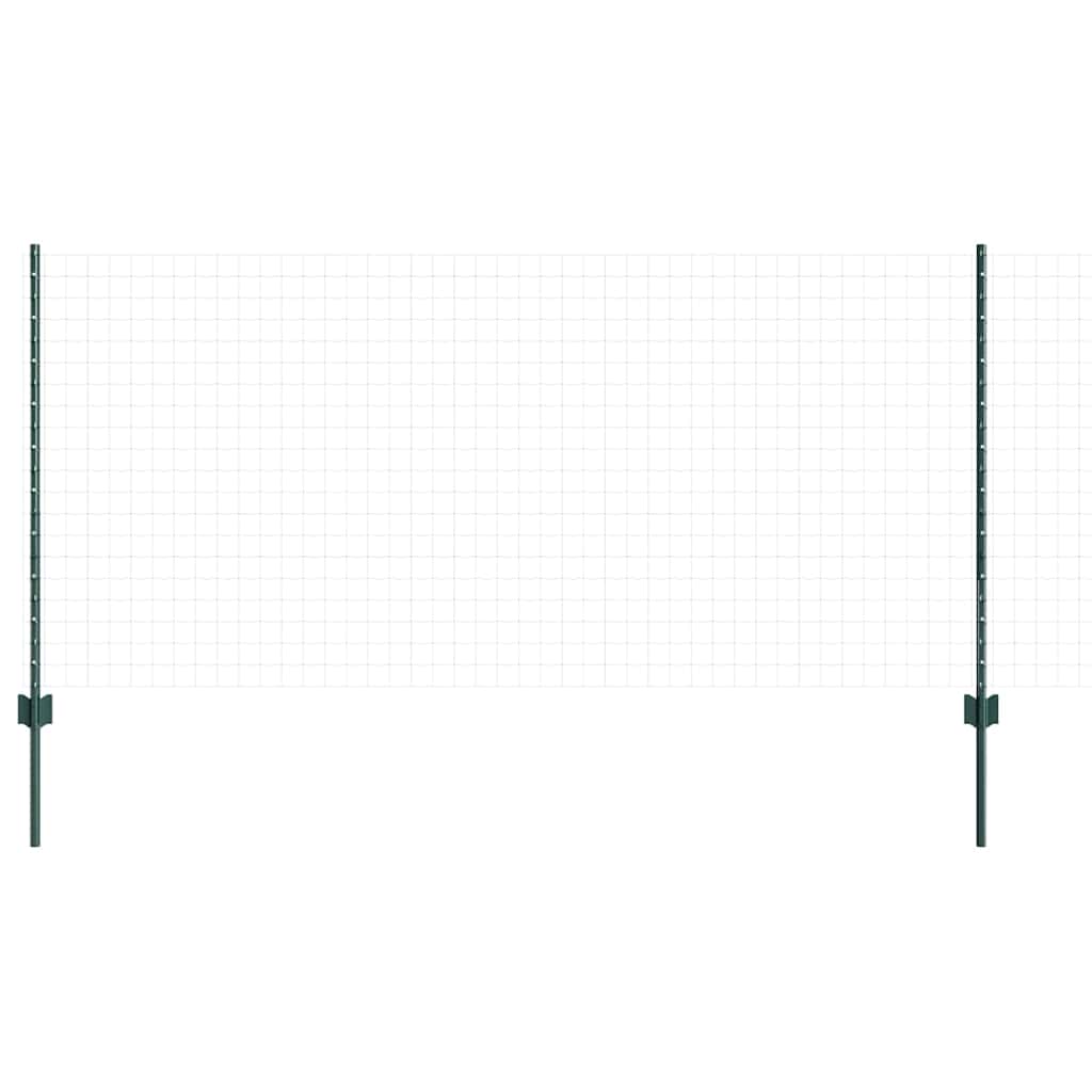 Embedded Fence Post 44 pcs Green 140 cm Powder-Coated Steel