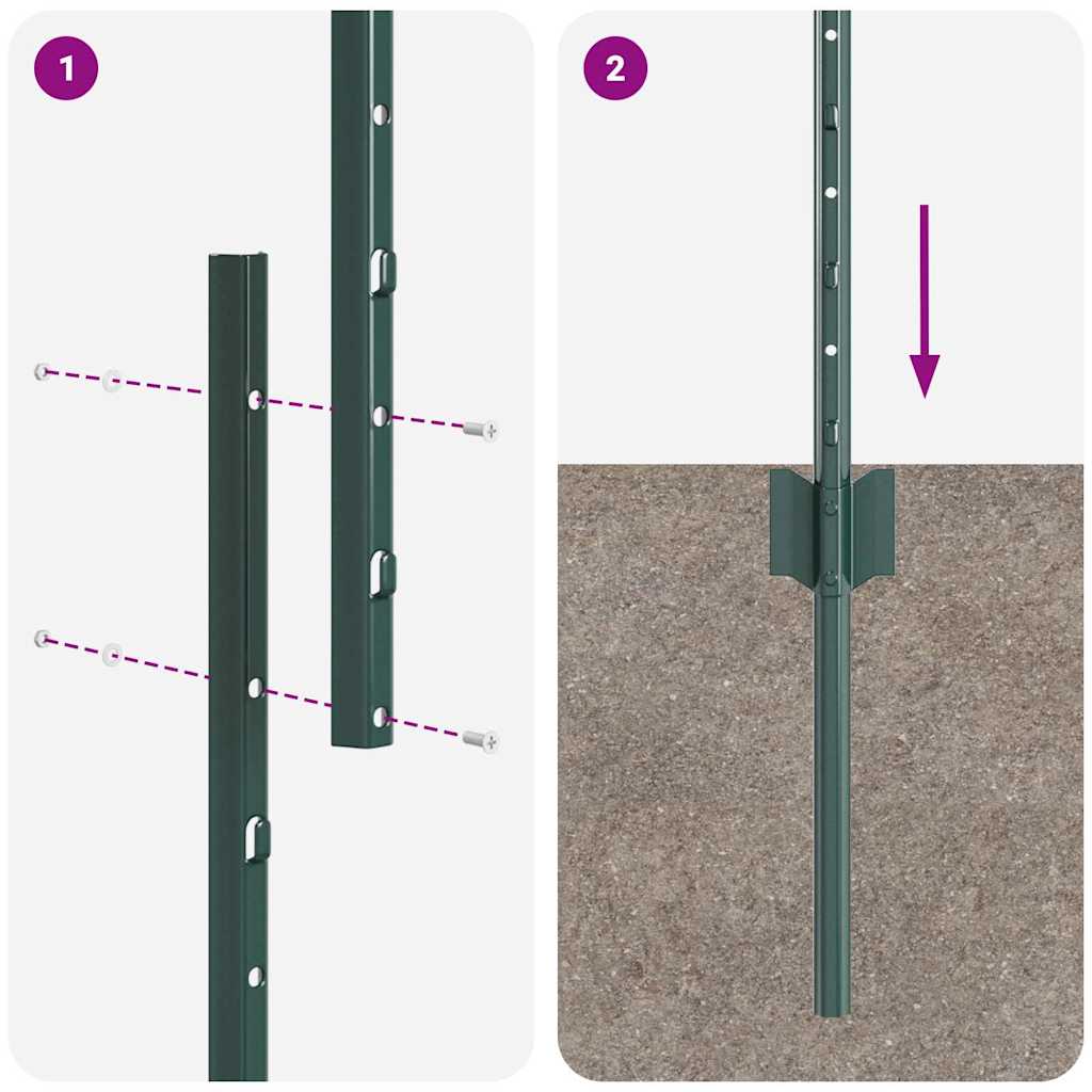 Fence Post 22 pcs Green 160 cm Steel