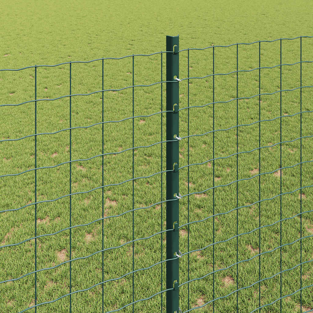 Embedded Fence Post 44 pcs Green 200 cm Powder-Coated Steel