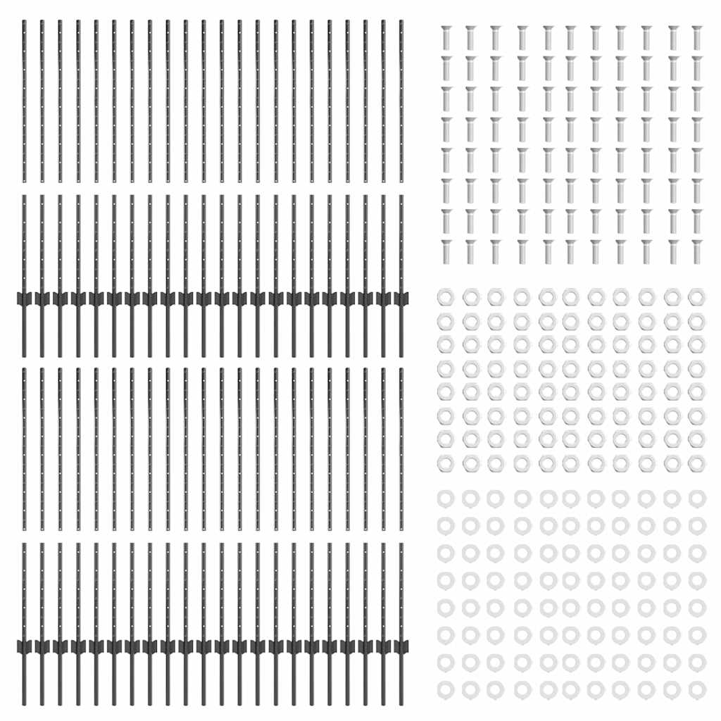 Fence Post 44 pcs Grey 160 cm Steel