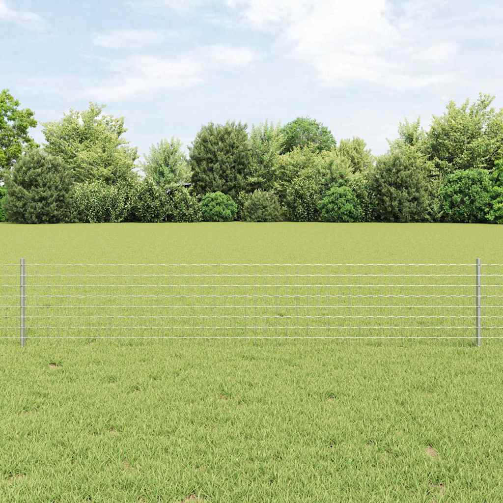 Embedded Fence Post 22 pcs Silver 80 cm Powder-Coated Steel