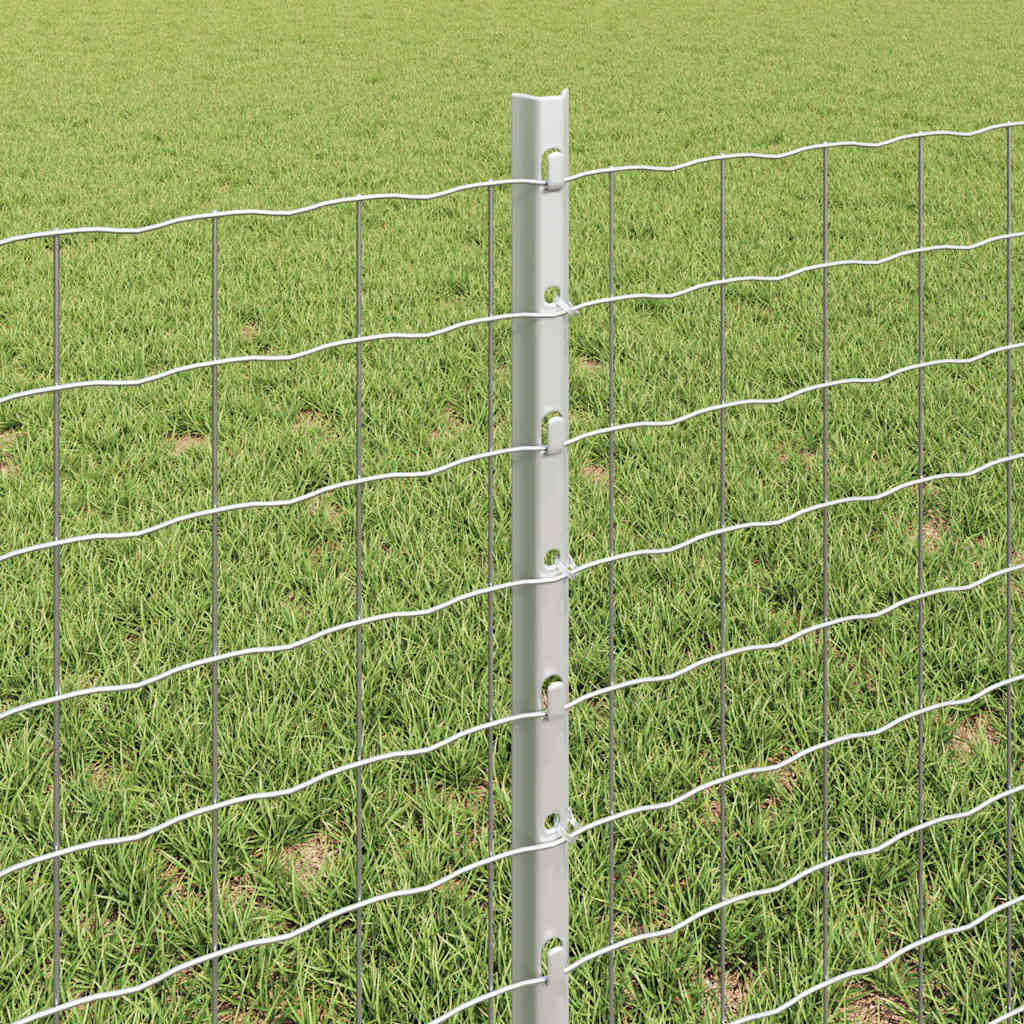 Embedded Fence Post 22 pcs Silver 100 cm Powder-Coated Steel