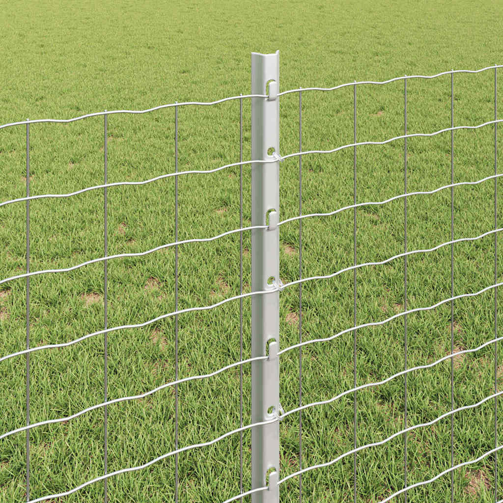Embedded Fence Post 44 pcs Silver 120 cm Powder-Coated Steel