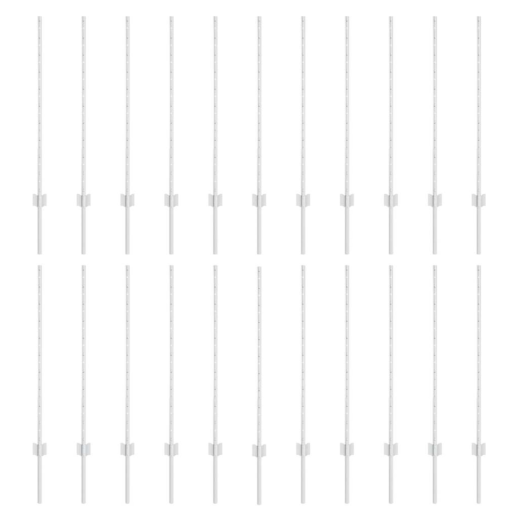 Embedded Fence Post 22 pcs Silver 140 cm Powder-Coated Steel