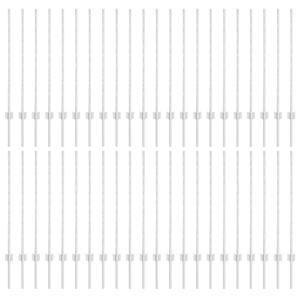 Embedded Fence Post 44 pcs Silver 140 cm Powder-Coated Steel