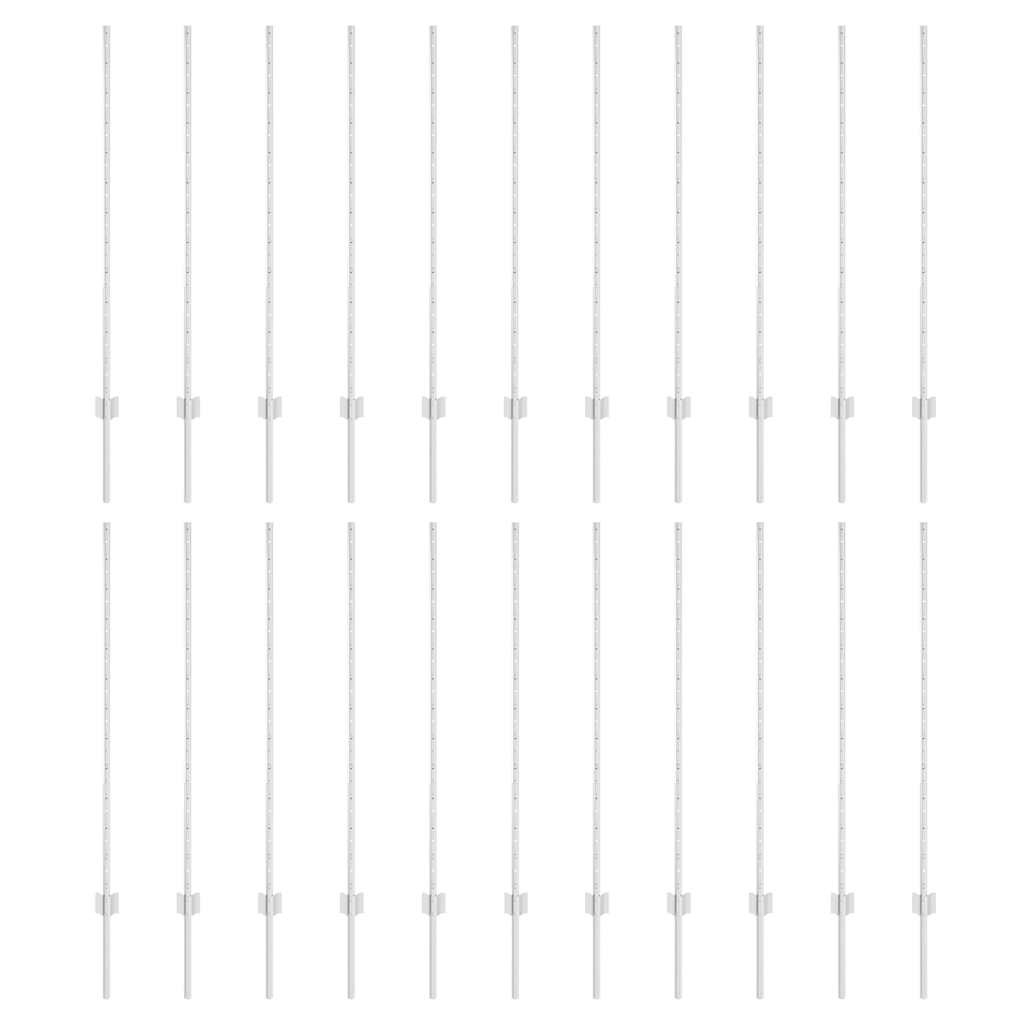 Embedded Fence Post 22 pcs Silver 160 cm Powder-Coated Steel