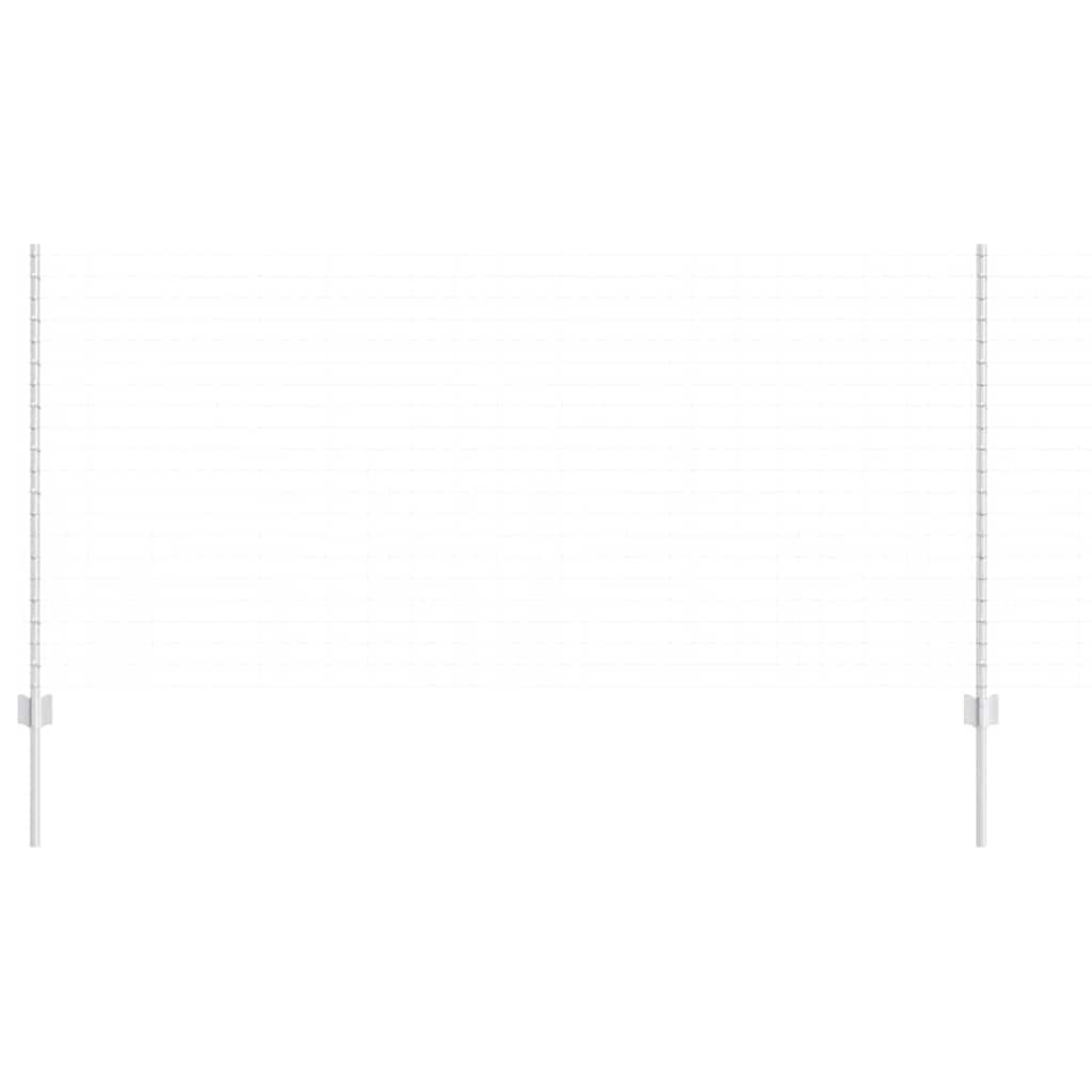 Embedded Fence Post 22 pcs Silver 160 cm Powder-Coated Steel