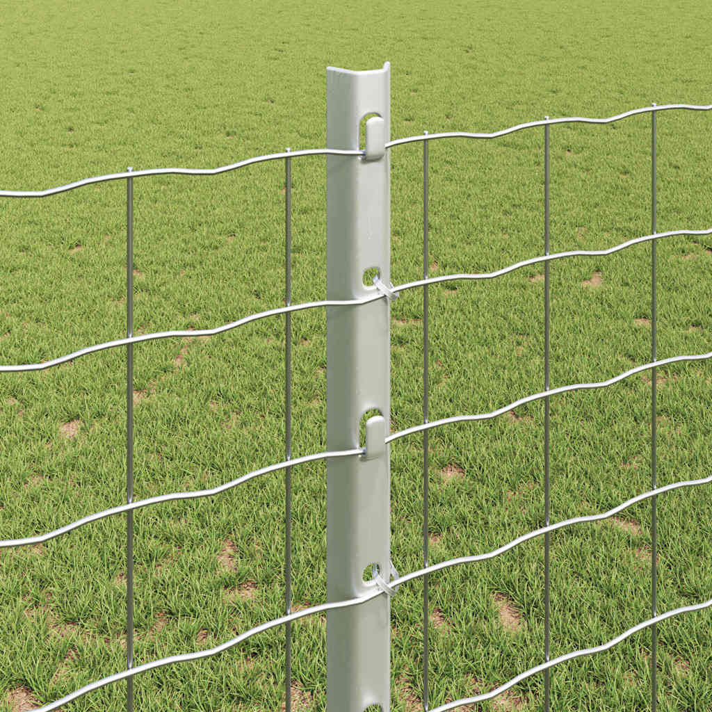 Embedded Fence Post 44 pcs Silver 160 cm Powder-Coated Steel