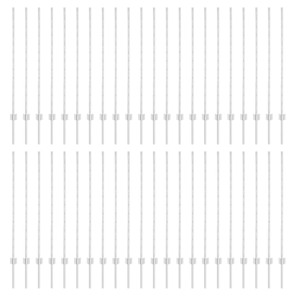 Embedded Fence Post 44 pcs Silver 160 cm Powder-Coated Steel