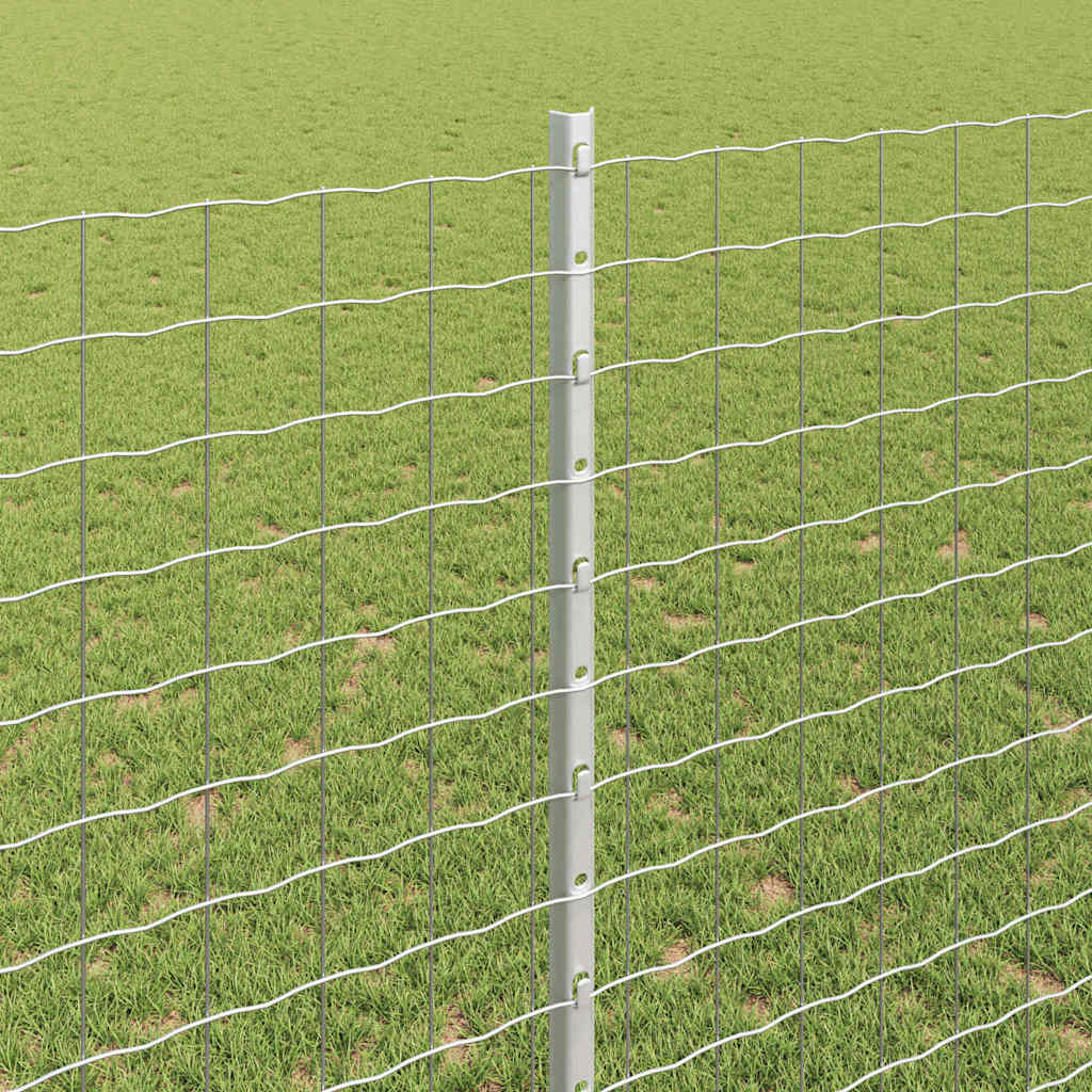 Embedded Fence Post 22 pcs Silver 180 cm Powder-Coated Steel