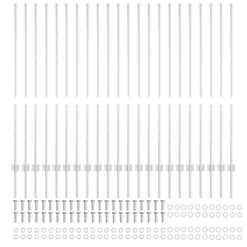 Embedded Fence Post 22 pcs Silver 180 cm Powder-Coated Steel