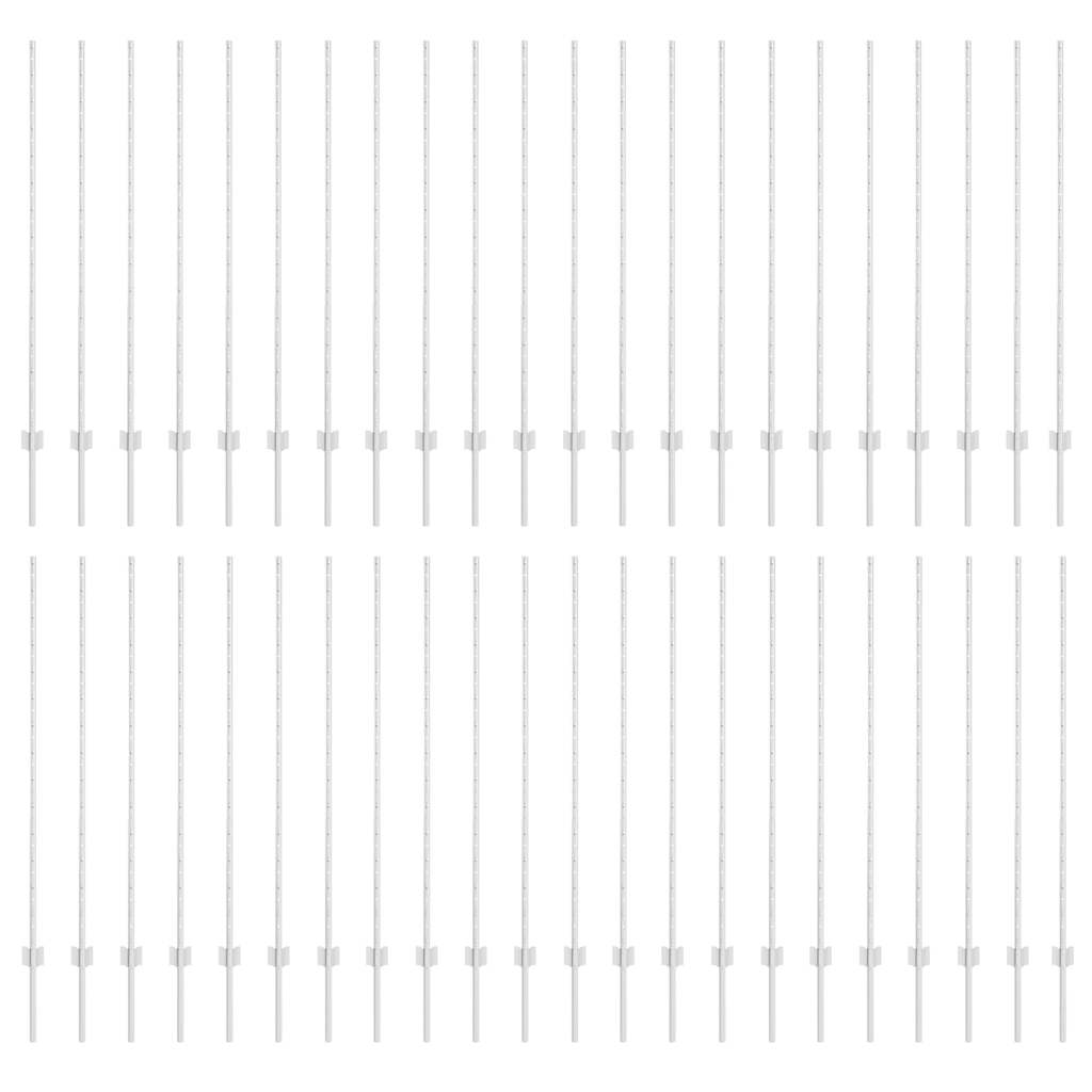 Embedded Fence Post 44 pcs Silver 180 cm Powder-Coated Steel