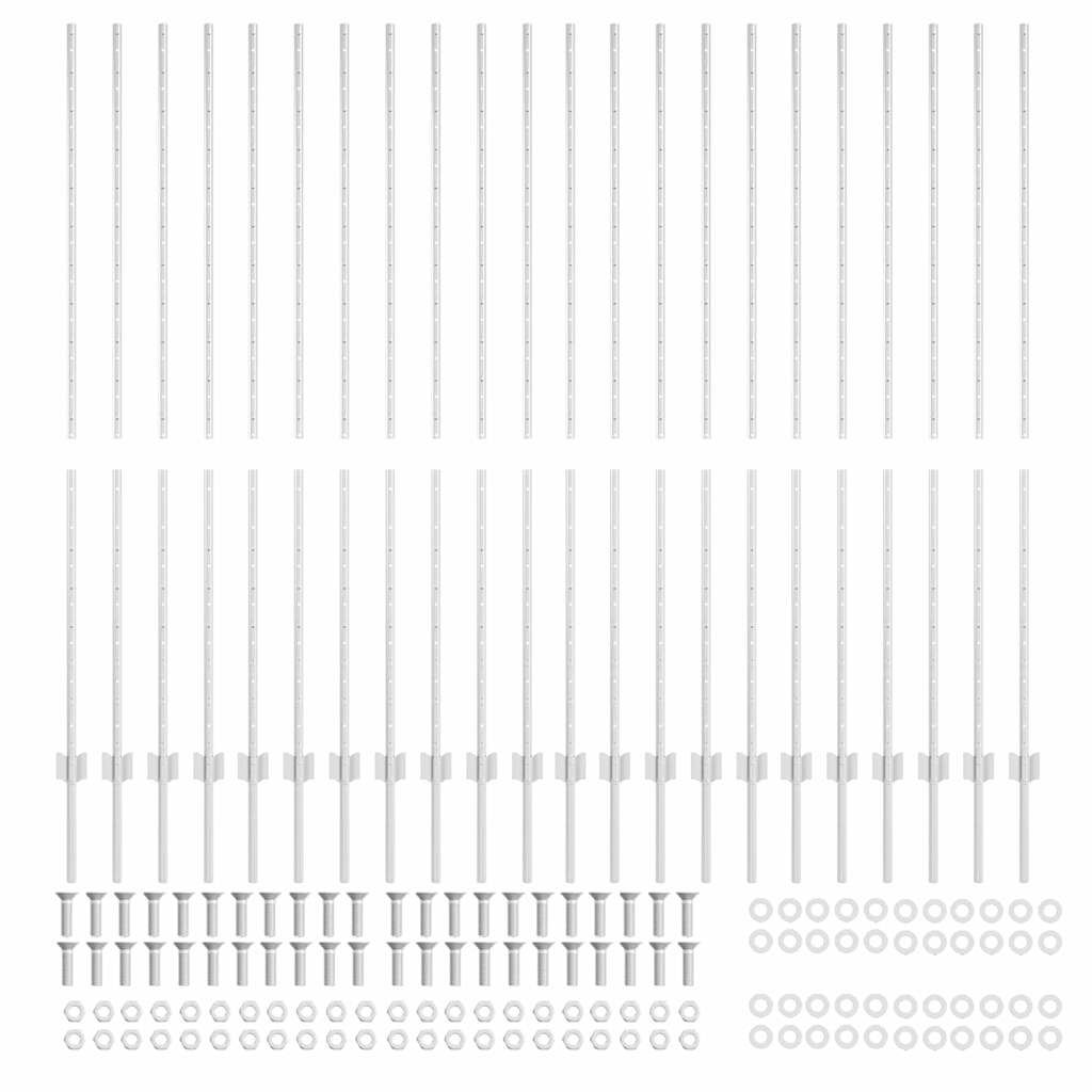 Embedded Fence Post 22 pcs Silver 200 cm Powder-Coated Steel