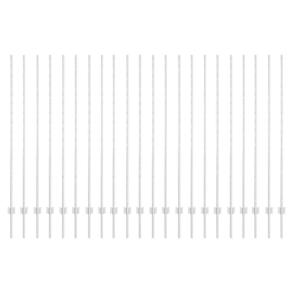 Embedded Fence Post 22 pcs Silver 200 cm Powder-Coated Steel