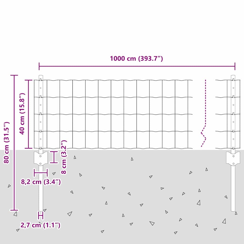 Welded Wire Fence 10 x 0.4 m (W x H) PVC-Coated Steel Green