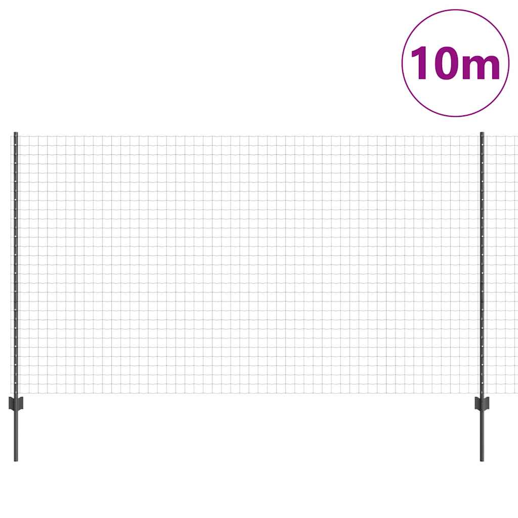 Welded Wire Fence 10 x 1.4 m (W x H) PVC-Coated Steel Grey Mesh