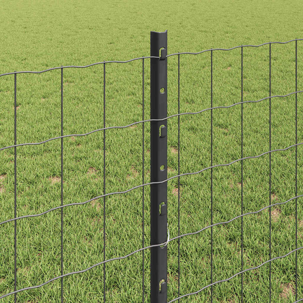 Welded Wire Fence 10 x 0.8 m (W x H) PVC-Coated Steel Grey Mesh