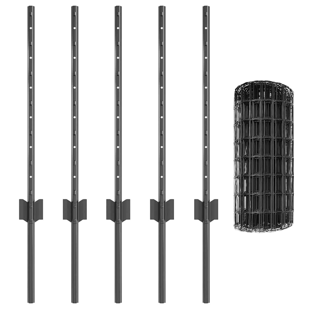 Welded Wire Fence 10 x 0.6 m (W x H) PVC-Coated Steel Grey Mesh