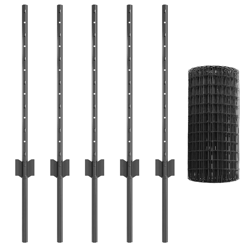 Welded Wire Fence 10 x 0.6 m (W x H) PVC-Coated Steel Grey Mesh