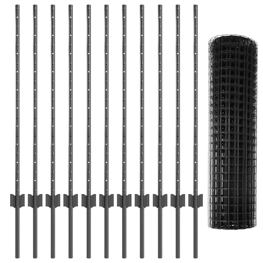 Welded Wire Fence 25 x 1 m (W x H) PVC-Coated Steel Grey Mesh