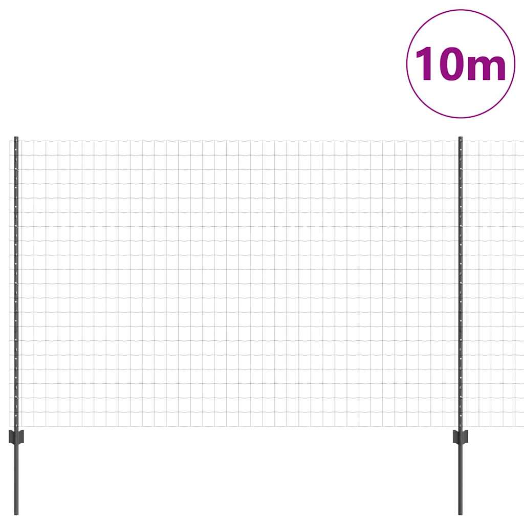 Welded Wire Fence 10 x 1.6 m (W x H) PVC-Coated Steel Grey Mesh