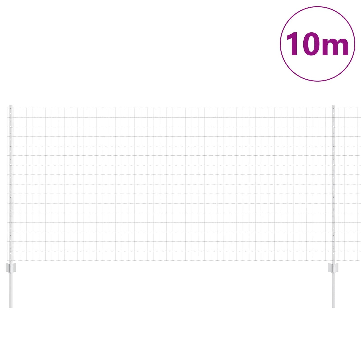 Fence with Post Silver 1.2 x 10 m Steel