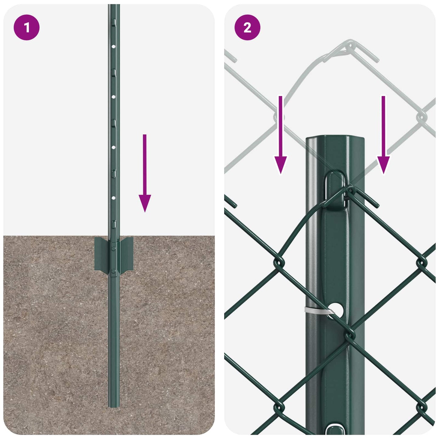 Outdoor Chainlink Fence with Post 10 x 0.8 m PVC-Coated Steel