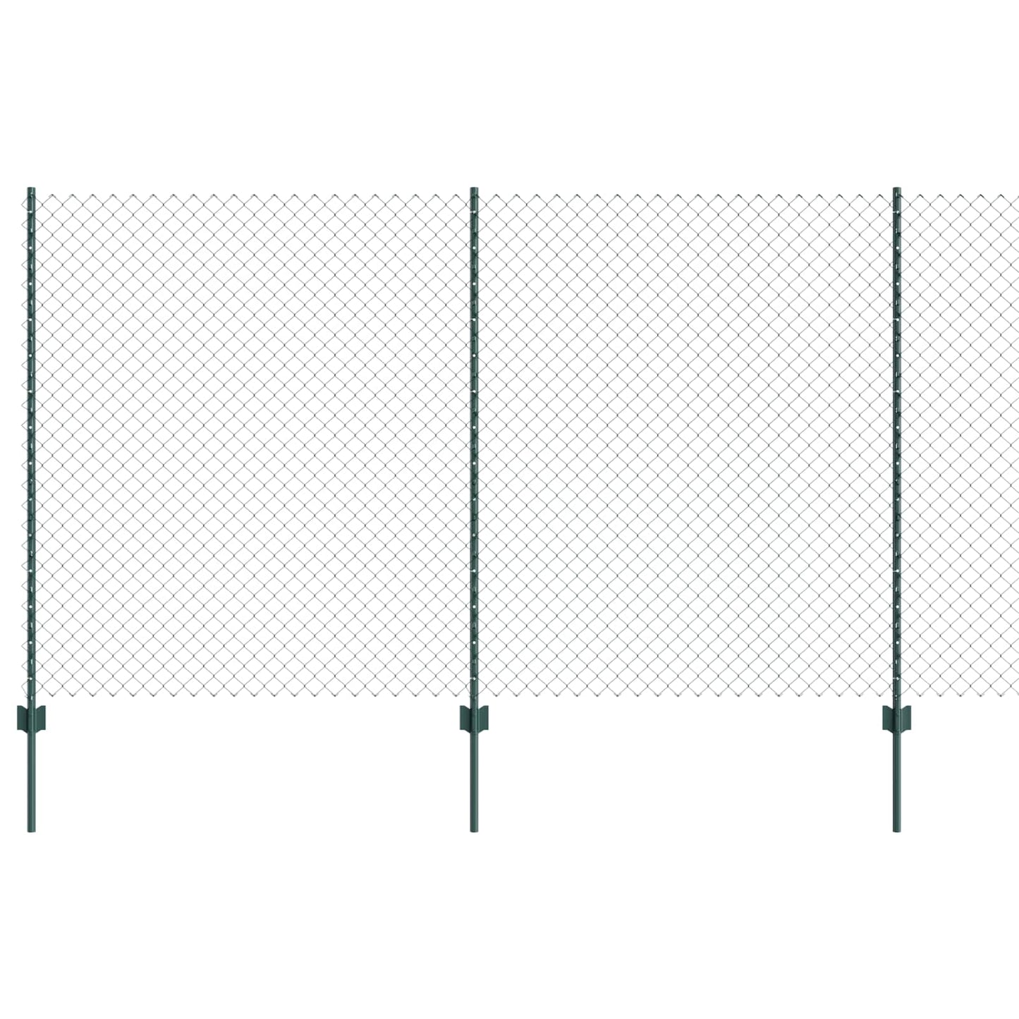Chain Link Fence with Post 10 x 1.4 m (W x H) PVC-Coated Steel