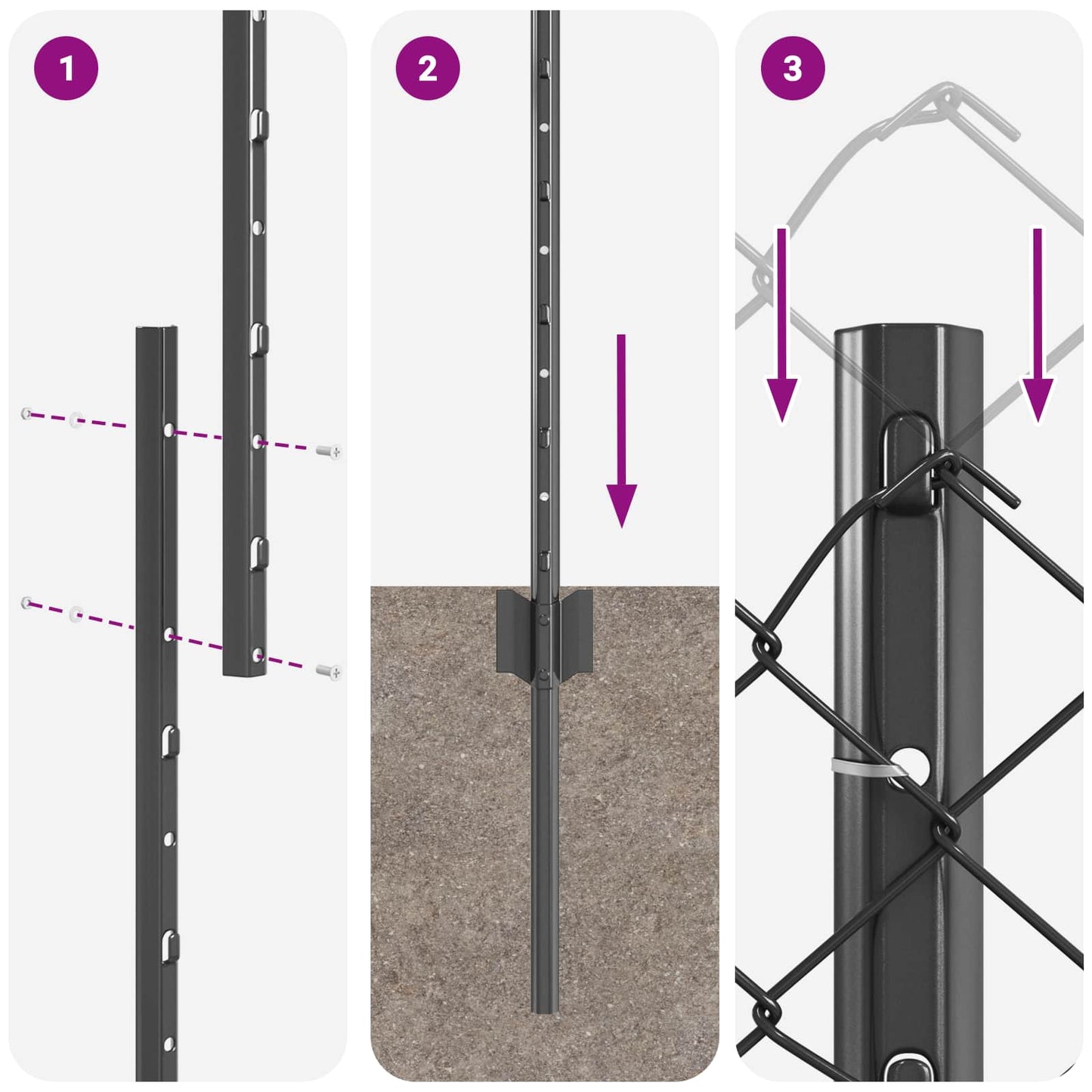 Fence with Post Grey