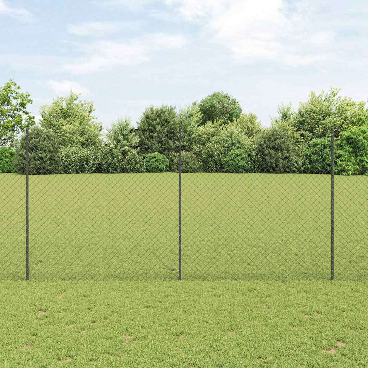 Chain Link Fence with Post 10 x 1.5 m (W x H) PVC-Coated Steel
