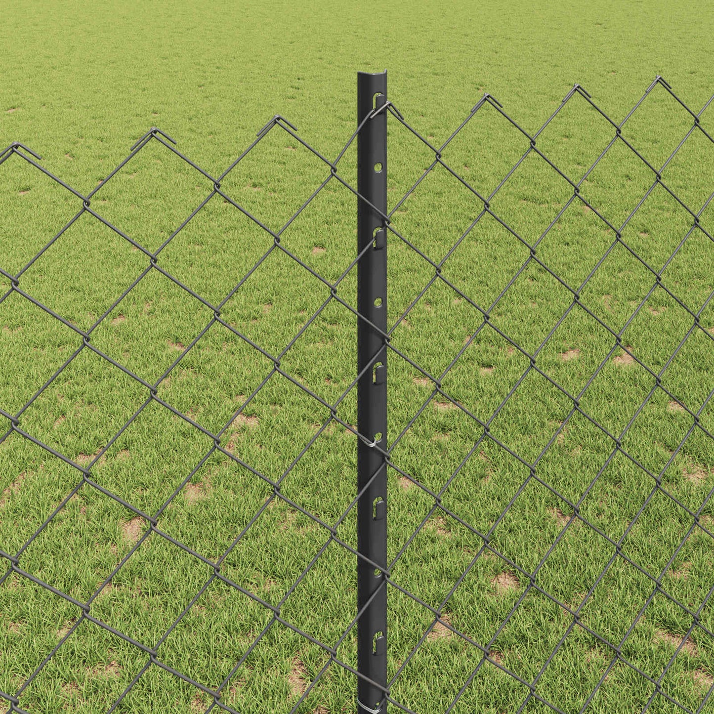 Chain Link Fence with Post 10 x 1.4 m (W x H) PVC-Coated Steel